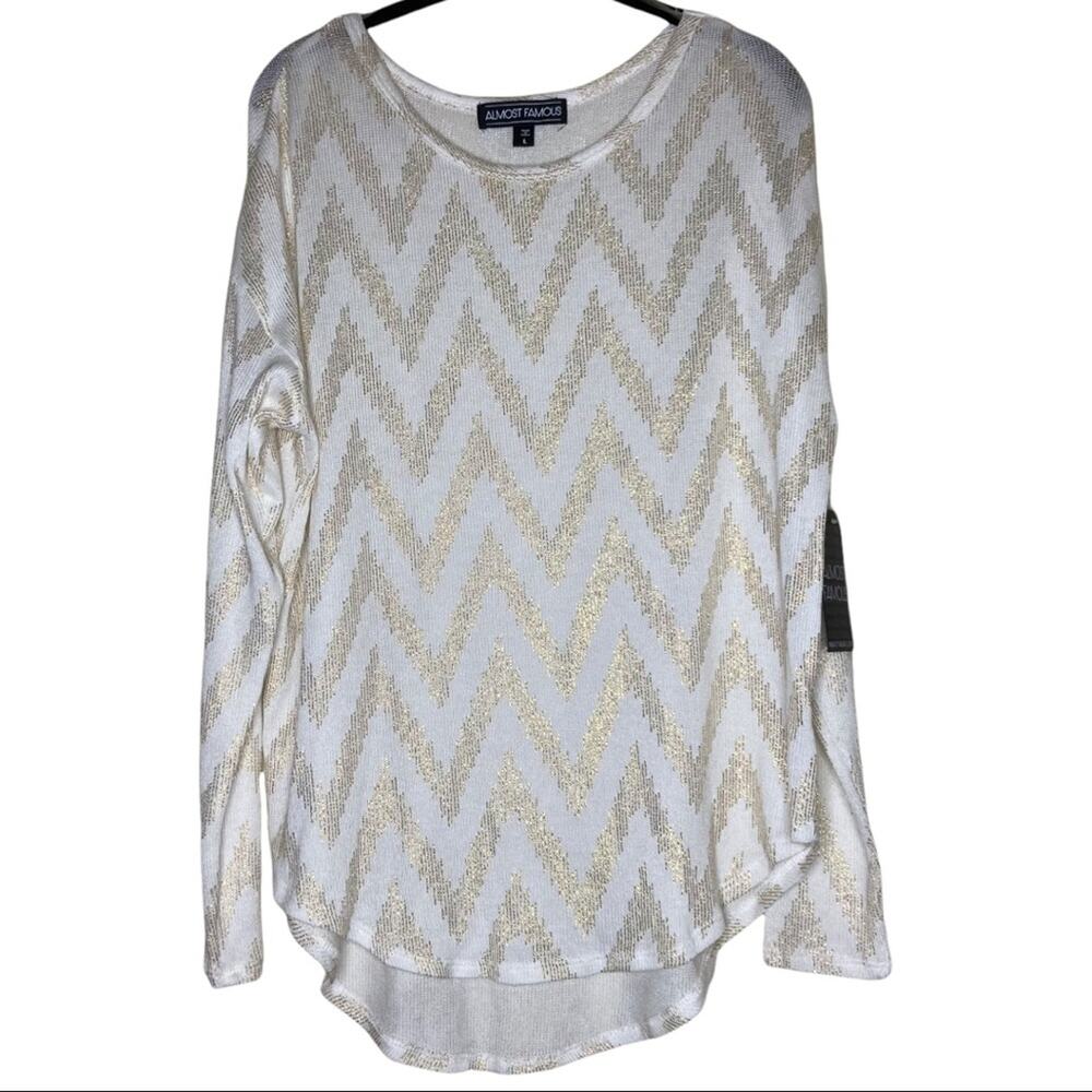 Almost Famous Cream Gold Southwest Long Sleeve Women's Size Large NWT